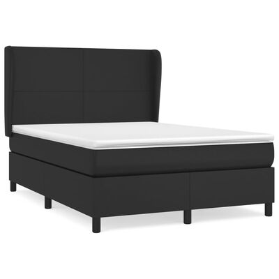 vidaXL Sommier à lattes de lit avec matelas Noir 140x200 cm Similicuir