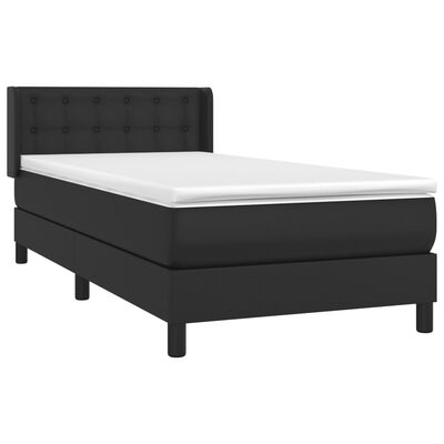 vidaXL Sommier à lattes de lit avec matelas Noir 100x200 cm Similicuir