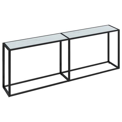 vidaXL Table console Marbre blanc 220x35x75,5 cm Verre trempé