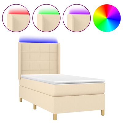 vidaXL Sommier à lattes de lit matelas et LED Crème 80x200cm Tissu