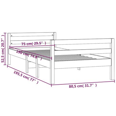 vidaXL Cadre de lit sans matelas noir 75x190 cm bois de pin massif