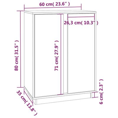 vidaXL Buffet Noir 60x35x80 cm Bois massif de pin