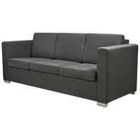 vidaXL Canapé à 3 places Tissu Gris foncé