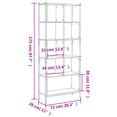 vidaXL Bibliothèque chêne sonoma 72x28x172 cm bois d'ingénierie