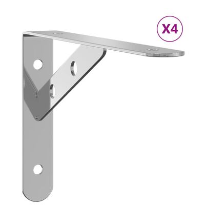 vidaXL Supports d'étagères 4 pcs 20x2,5x14 cm argenté acier inoxydable