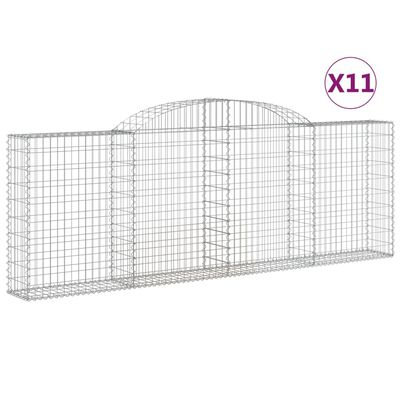 vidaXL Paniers à gabions arqués 11 pcs 300x30x100/120 cm fer galvanisé