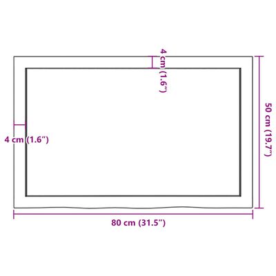 vidaXL Dessus de table 80x50x(2-4) cm bois de chêne massif non traité