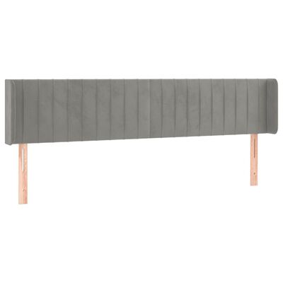 vidaXL Tête de lit avec oreilles Gris clair 183x16x78/88 cm Velours