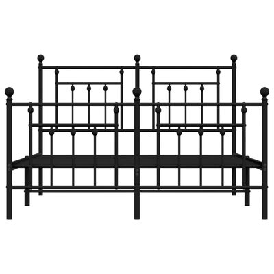 vidaXL Cadre de lit métal sans matelas avec pied de lit noir 140x190cm