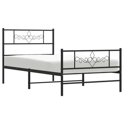 vidaXL Cadre de lit métal sans matelas et pied de lit noir 100x200 cm