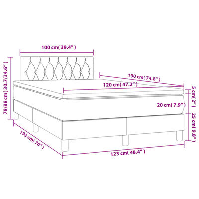 vidaXL Sommier à lattes de lit matelas et LED crème 120x190 cm tissu