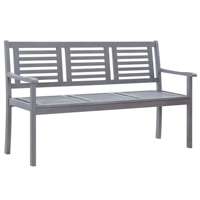 vidaXL Banc de jardin 3 places avec coussin 150 cm Gris Eucalyptus