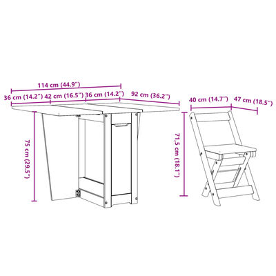 vidaXL Ensemble à manger papillon 5 pcs Corona pliable blanc bois pin