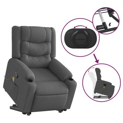 vidaXL Fauteuil de massage inclinable Gris foncé Tissu