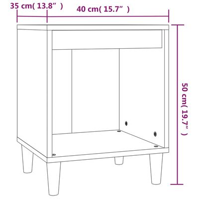 vidaXL Table de chevet Blanc 40x35x50 cm Bois d’ingénierie