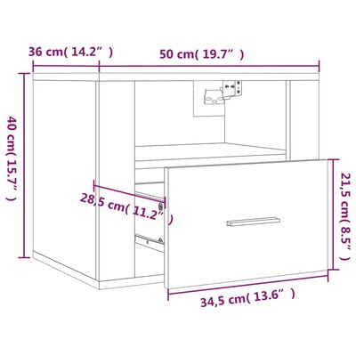 vidaXL Tables de chevet murales 2 pcs Blanc 50x36x40 cm