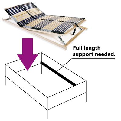 vidaXL Sommier à lattes sans matelas avec 42 lattes 7 zones 120x200 cm