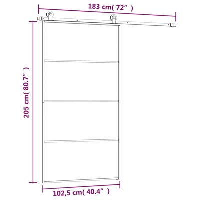 vidaXL Porte coulissante et kit de quincaillerie 102,5x205cm Verre ESG