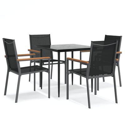 vidaXL Ensemble à manger de jardin 5 pcs noir textilène et acier