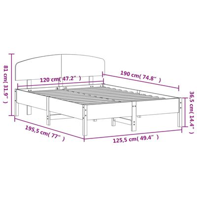 vidaXL Cadre de lit sans matelas 120x190 cm bois de pin massif