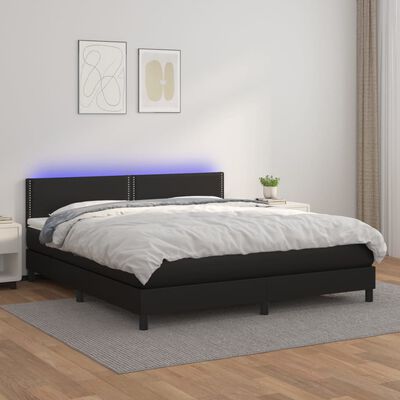 vidaXL Sommier à lattes de lit avec matelas et LED Noir 160x200cm