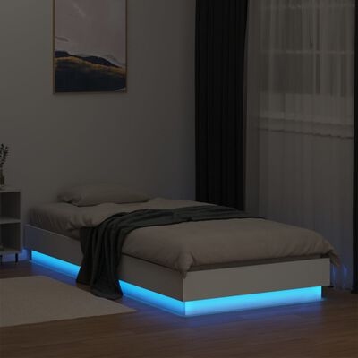 vidaXL Cadre de lit sans matelas avec lumières LED blanc 90x200 cm