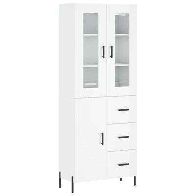 vidaXL Buffet haut Blanc brillant 69,5x34x180 cm Bois d'ingénierie