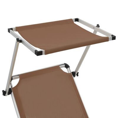 vidaXL Chaises longues pliables et toit lot de 2 Aluminium textilène