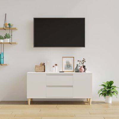 vidaXL Meuble TV Blanc brillant 102x44,5x50 cm Bois d'ingénierie