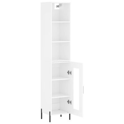 vidaXL Buffet haut Blanc brillant 34,5x34x180 cm Bois d'ingénierie