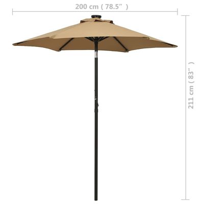 vidaXL Parasol de jardin avec lumières LED taupe 200x211 cm aluminium