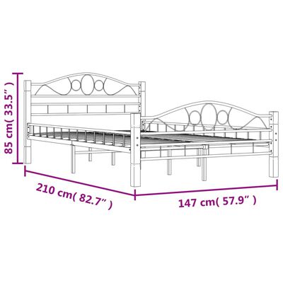 vidaXL Cadre de lit sans matelas noir métal 140x200 cm