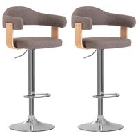 vidaXL Tabourets de bar lot de 2 taupe bois courbé et tissu