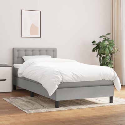 vidaXL Sommier à lattes de lit avec matelas Gris clair 80x200 cm Tissu