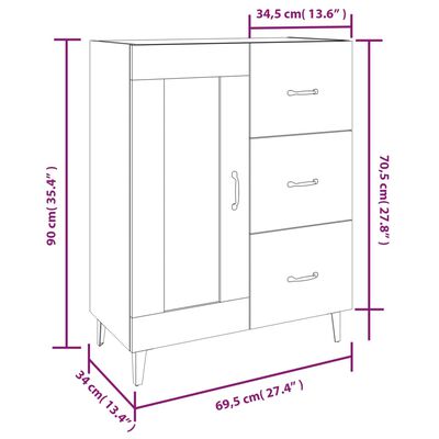 vidaXL Buffet Noir 69,5x34x90 cm Bois d'ingénierie