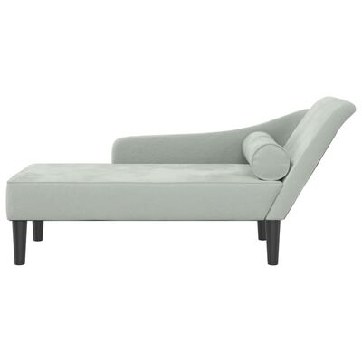 vidaXL Chaise longue avec coussins gris clair velours