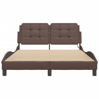 vidaXL Cadre de lit avec LED sans matelas marron 140x200 cm