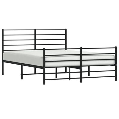 vidaXL Cadre de lit métal sans matelas avec pied de lit noir 120x200cm