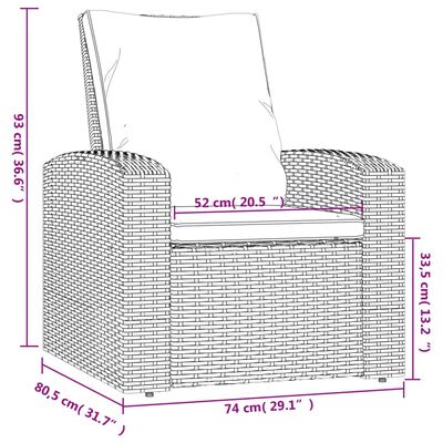 vidaXL Fauteuil inclinable de jardin avec coussins noir résine tressée