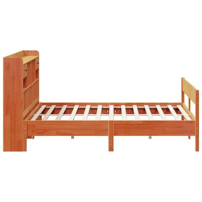 vidaXL Lit bibliothèque sans matelas cire marron 200x200 cm pin massif