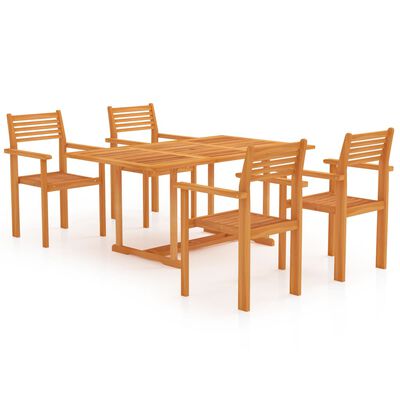 vidaXL Ensemble à manger de jardin 5 pcs Bois de teck massif