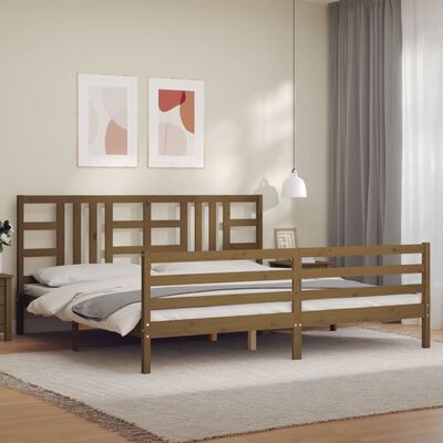 vidaXL Cadre de lit sans matelas marron miel 200x200 cm bois massif