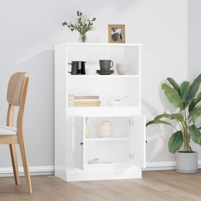 vidaXL Buffet haut blanc brillant 60x35,5x103,5 cm bois d'ingénierie