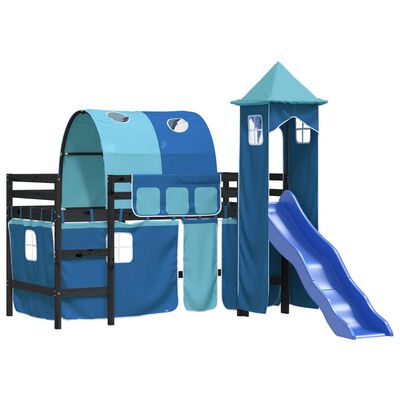 vidaXL Lit mezzanine enfants avec tour bleu 80x200cm bois pin massif