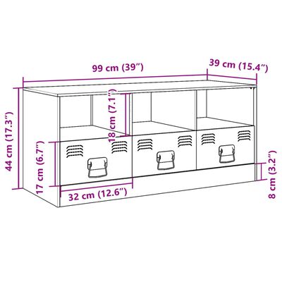 vidaXL Meuble TV rose 99x39x44 cm acier