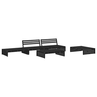 vidaXL Salon de jardin 5 pcs avec coussins noir bois massif