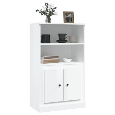 vidaXL Buffet haut blanc brillant 60x35,5x103,5 cm bois d'ingénierie