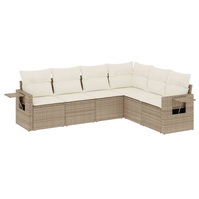 vidaXL Salon de jardin avec coussins 6 pcs beige résine tressée