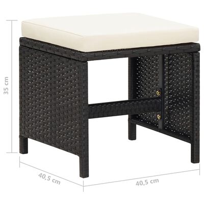 vidaXL Jeu de chaise et tabouret de jardin 4 pcs Résine tressée Noir