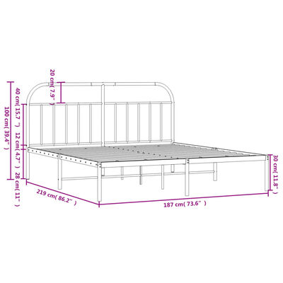 vidaXL Cadre de lit métal sans matelas et tête de lit blanc 183x213 cm